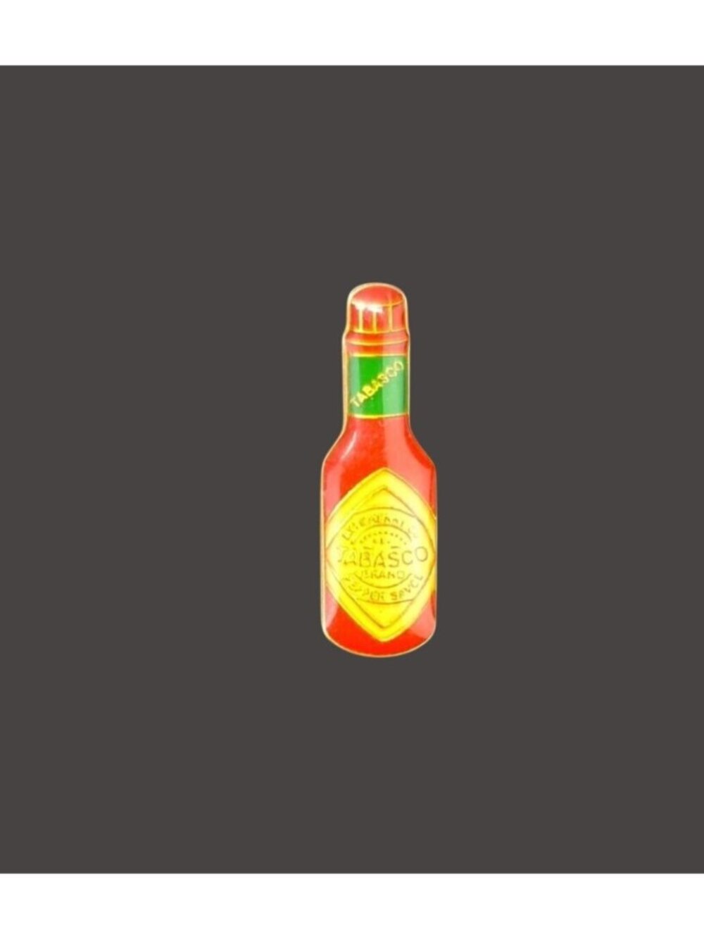 Vintage Tabasco Sauce Bottle Enamel Lapel Hat Pin Gold-Tone Hot Pepper Spicy